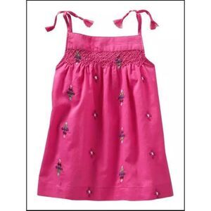 NWOT Baby Gap kids girls pink embroidered smocked swing tank top shirt blouse 5